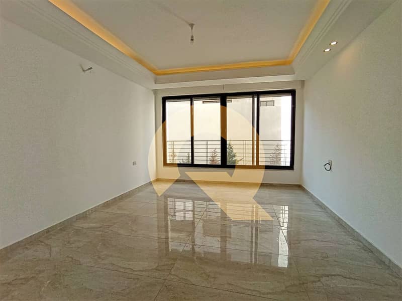 Semi-ground apartment for rent in the most beautiful areas of Abdoun 220 m new (did not live) with a Terrace and private entrance with super deluxe finishes