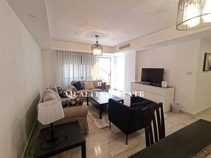 Semi-ground apartment for sale in the most beautiful areas of Deir Ghbar 135m with garden and private entrance
