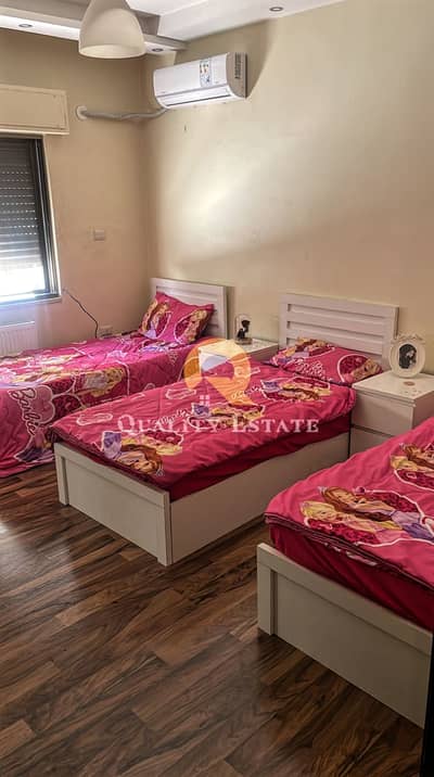 3 Bedroom Flat for Rent in Khalda, Amman - Furnished ground floor apartment for rent in the most beautiful areas of Khalda near the Arab Bank 190 m with 60 m Terrace and private garage